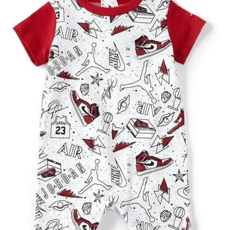 Shop All|Jordan Baby - Fun Flight Romper, White And Red - cutbabycare.com | baby boutique & care hub