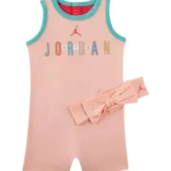 Shop All|Jordan Baby - Girl Romper & Headband Set, Light Pink - cutbabycare.com | baby boutique & care hub
