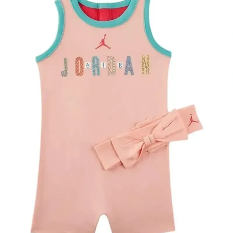 Shop All|Jordan Baby - Girl Romper & Headband Set, Light Pink - cutbabycare.com | baby boutique & care hub