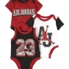 Shop All|Jordan Baby - 3Pk Boys Bodysuits AJ, Red, Black and White - cutbabycare.com | baby boutique & care hub