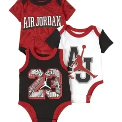 Shop All|Jordan Baby - 3Pk Boys Bodysuits AJ, Red, Black and White - cutbabycare.com | baby boutique & care hub