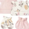 Shop All|Just Born - Baby-girls 4-piece Caps & Mittens SetMittens, Dusty Pink and Floral, 0-6M - cutbabycare.com | baby boutique & care hub