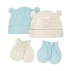 Shop All|Just Born - 4Pk Baby Boy Caps & Mittens Set, Blue & Stripe - cutbabycare.com | baby boutique & care hub