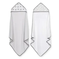 Bath Potty|Just Born - 2Pk Counting Sheep Hooded Towels, Grey - cutbabycare.com | baby boutique & care hub