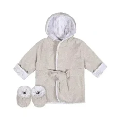 Shop All|Just Born - 2Pk Robe & Bootie Set, Warm Grey - cutbabycare.com | baby boutique & care hub