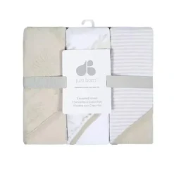 Bath Potty|Just Born - 3Pk Terry Hooded Towel, Natural Foliage - cutbabycare.com | baby boutique & care hub