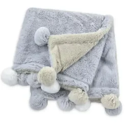 Stroller|Just Born - Pom-Pom Plush Blanket, Grey - cutbabycare.com | baby boutique & care hub