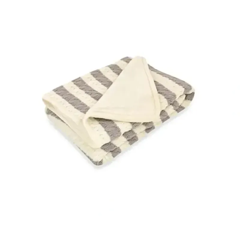 Shop All|Just Born - Stripe Cable Knit Blanket, Grey/White - cutbabycare.com | baby boutique & care hub
