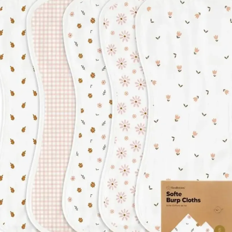 Shop All|Keababies - 5-Pack Softe Burp Cloths, Petals - cutbabycare.com | baby boutique & care hub