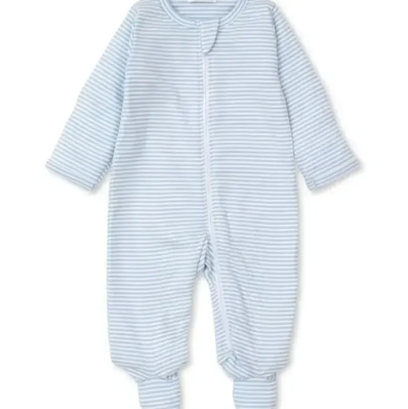 Shop All|Kissy Kissy - Baby Blue Stripe Footie With Zip, Light Blue - cutbabycare.com | baby boutique & care hub
