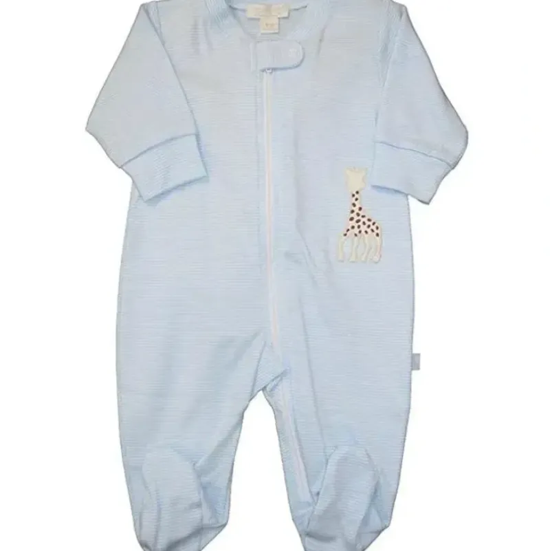Shop All|Kissy Kissy - Baby Boy Stripe Footie With Zipper Sophie La Girafe, Light Blue - cutbabycare.com | baby boutique & care hub