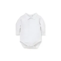 Shop All|Kissy Kissy - Baby Long Sleeve Bodysuit With Collar, White - cutbabycare.com | baby boutique & care hub