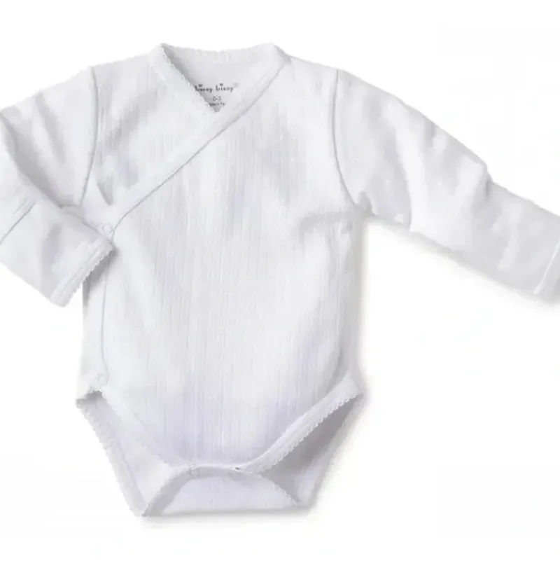 Shop All|Kissy Kissy - Baby Neutral Pointelle Long Sleeve Cross Bodysuit, White - cutbabycare.com | baby boutique & care hub