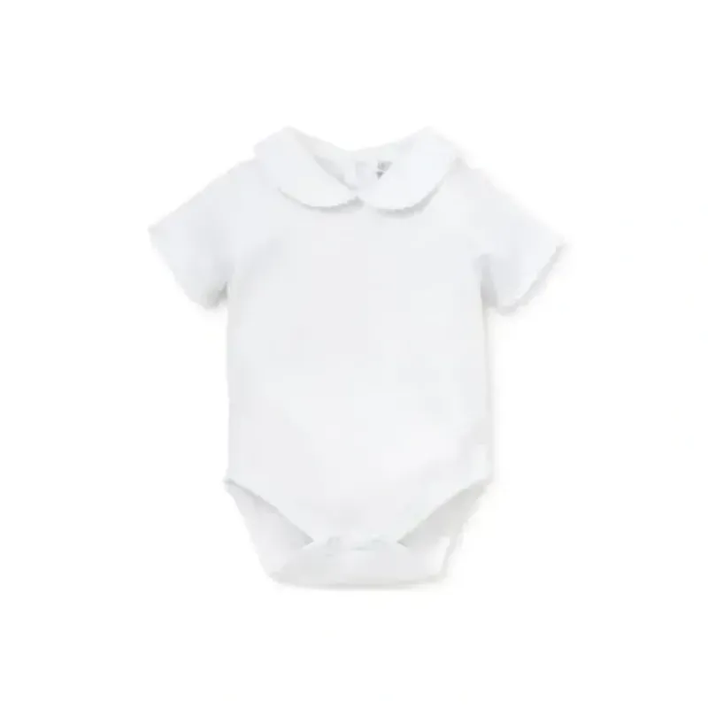Shop All|Kissy Kissy - Baby Short Sleeve Bodysuit With Bebe Collar, White - cutbabycare.com | baby boutique & care hub