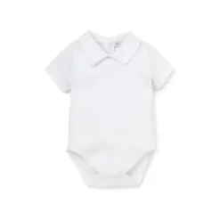 Shop All|Kissy Kissy - Baby Short Sleeve Bodysuit With Collar, White - cutbabycare.com | baby boutique & care hub