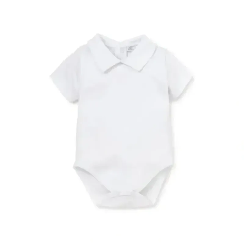 Shop All|Kissy Kissy - Baby Short Sleeve Bodysuit With Collar, White - cutbabycare.com | baby boutique & care hub