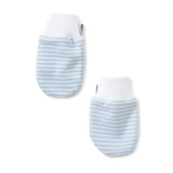 Shop All|Kissy Kissy - Simple Stripes Mittens, Light Blue - cutbabycare.com | baby boutique & care hub