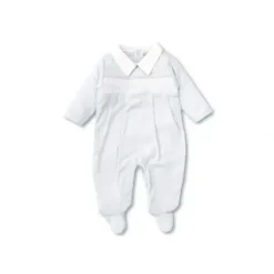 Shop All|Kissy Kissy Footie W/ Hand Smocked CLB Charmed With Collar Light Blue - cutbabycare.com | baby boutique & care hub