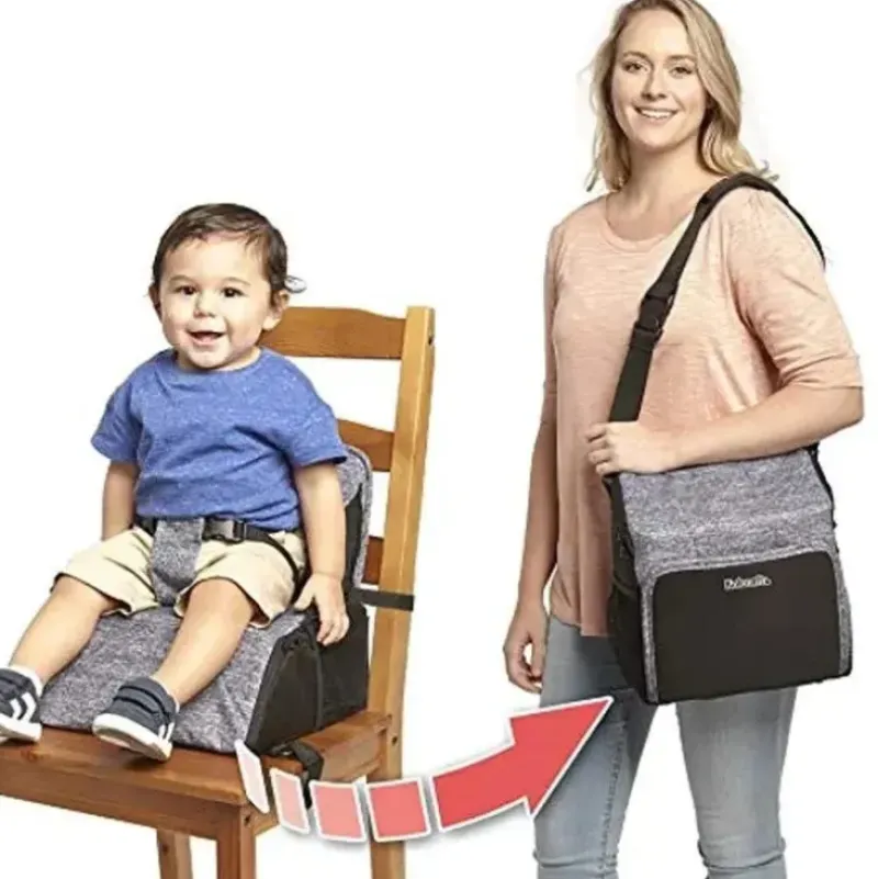 Shop All|Kolcraft - Travel Duo 2-in-1 Portable Booster Seat and Diaper Bag, Space Grey - cutbabycare.com | baby boutique & care hub