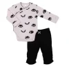 Shop All|Kushies - Mini Long Sleeve Wrap Baby Bodysuit & Pant Set Black and White - cutbabycare.com | baby boutique & care hub