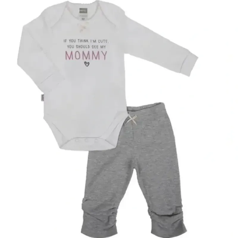 Shop All|Kushies Hello World Bodysuit & Legging Set Girl - White and Grey - cutbabycare.com | baby boutique & care hub