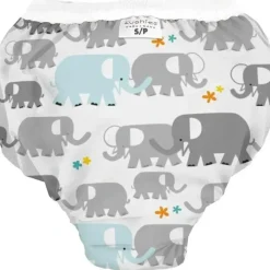 Bath Potty|Kushies Taffeta Waterproof Training Pant, White Elephant - cutbabycare.com | baby boutique & care hub