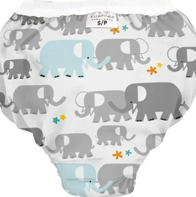 Bath Potty|Kushies Taffeta Waterproof Training Pant, White Elephant - cutbabycare.com | baby boutique & care hub