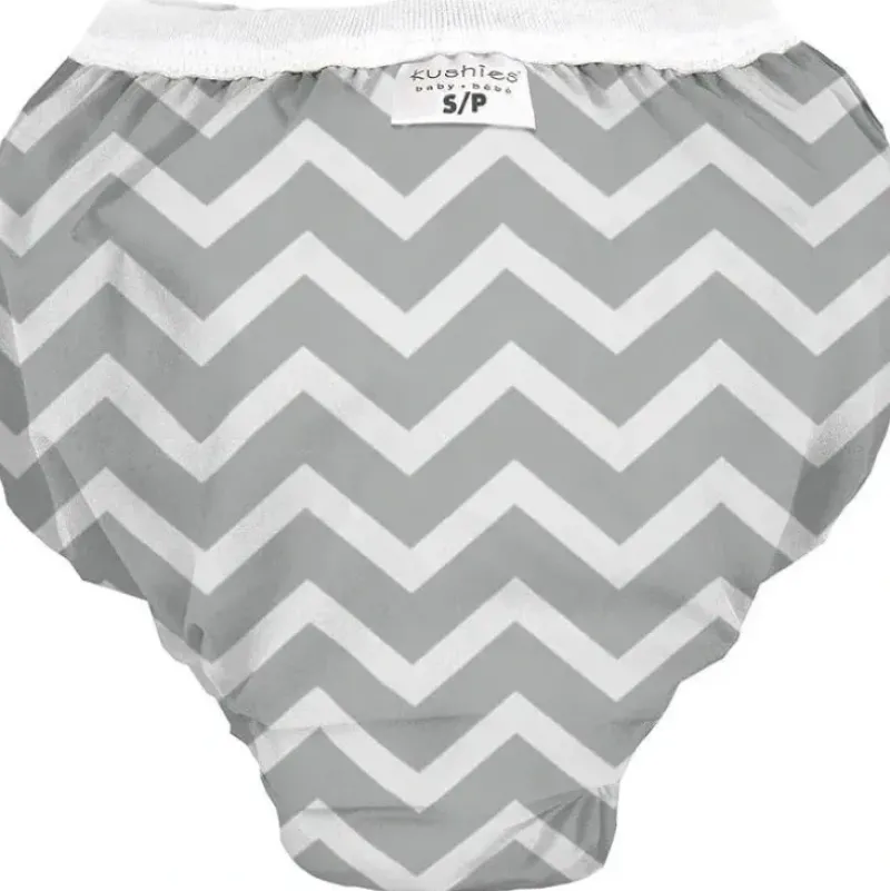 Bath Potty|Kushies Taffeta Waterproof Training Pant, Grey Chevron - cutbabycare.com | baby boutique & care hub