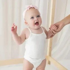 Shop All|Kyte Baby - Baby Spaghetti Strap Body Leotard In Cloud - cutbabycare.com | baby boutique & care hub