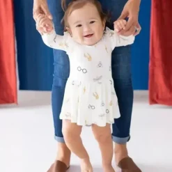 Shop All|Kyte Baby - Long Sleeve Twirl Bodysuit Dress In Icon - cutbabycare.com | baby boutique & care hub