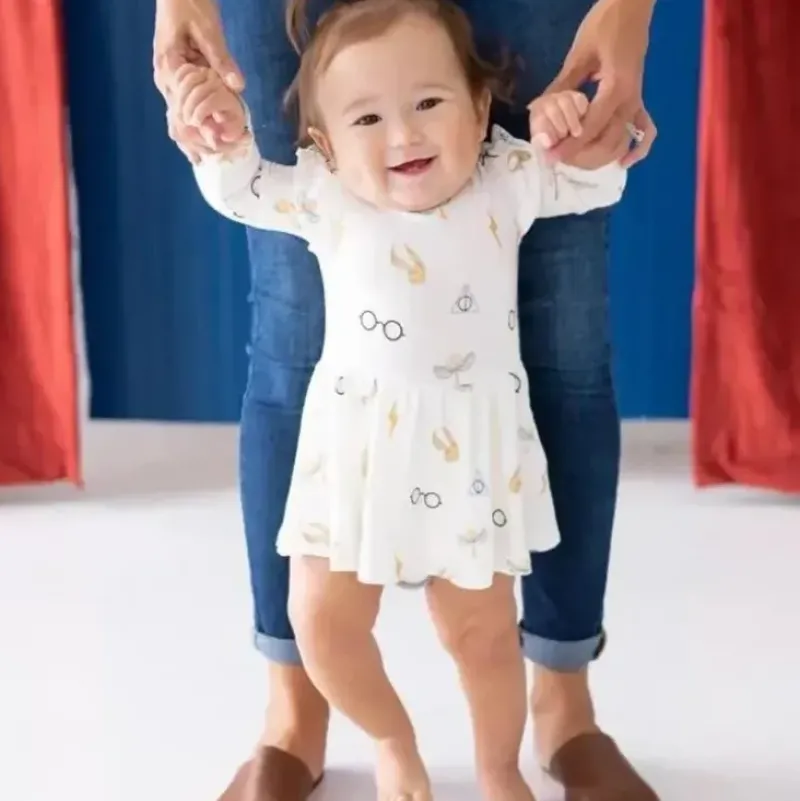 Shop All|Kyte Baby - Long Sleeve Twirl Bodysuit Dress In Icon - cutbabycare.com | baby boutique & care hub