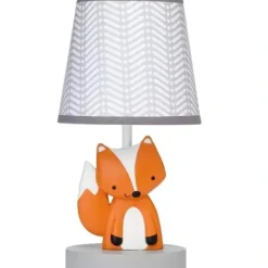 Shop All|Lambs & Ivy - Acorn Gray/White/Orange Fox Nursery Lamp with Shade & Bulb - cutbabycare.com | baby boutique & care hub