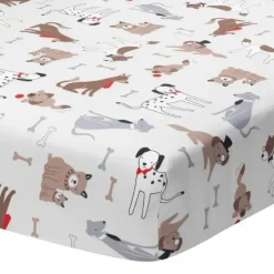 Shop All|Lambs & Ivy - Bow Wow Dog/Puppy Breathable 100% Cotton Baby Fitted Crib Sheet - cutbabycare.com | baby boutique & care hub