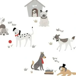 Shop All|Lambs & Ivy - Bow Wow Gray/Beige Dog/Puppy with Doghouse Wall Decals/Stickers - cutbabycare.com | baby boutique & care hub