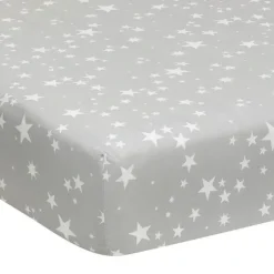 Shop All|Lambs & Ivy - Milky Way Fitted 100% Cotton Star Crib Sheet, Grey - cutbabycare.com | baby boutique & care hub