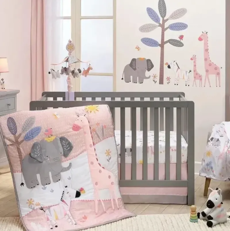 Shop All|Lambs & Ivy - 3Pk Jazzy Jungle Safari Animals Pink Baby Crib Bedding Set - cutbabycare.com | baby boutique & care hub