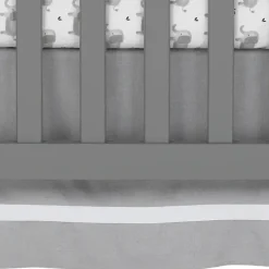 Shop All|Lambs & Ivy - Signature Gray Linen with White Trim 4-Sided Crib Skirt - cutbabycare.com | baby boutique & care hub
