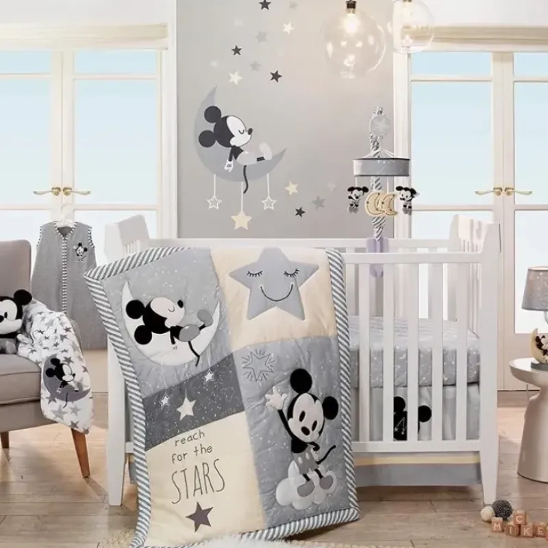 Shop All|Lambs & Ivy Disney Mickey Mouse 4-Piece Crib Bedding Set, Gray/Yellow - cutbabycare.com | baby boutique & care hub