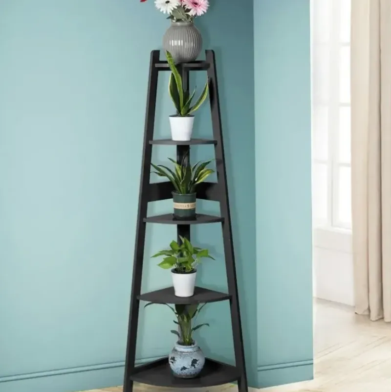 Bath Potty|Levede 5 Tier Corner Shelf Wooden Storage Home Display Rack Plant Stand Black - cutbabycare.com | baby boutique & care hub