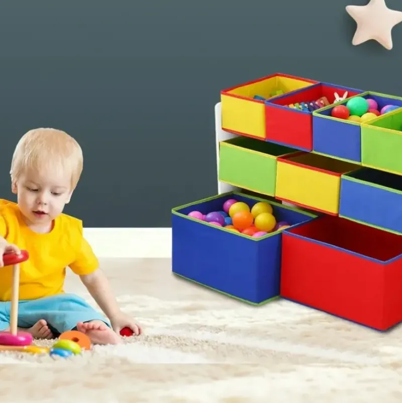 Shop All|Levede Kids Toy Box 9 Bins Storage Rack Organiser Wooden Bookcase 3 Tier White - cutbabycare.com | baby boutique & care hub