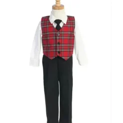 Shop All|Lito - Baby Boy Plaid & Pant Set Christmas, Red/Black - cutbabycare.com | baby boutique & care hub