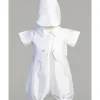 Shop All|Lito - Baby Boy Poly Bengaline Romper With Hat, White - cutbabycare.com | baby boutique & care hub