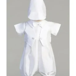 Shop All|Lito - Baby Boy Poly Bengaline Romper With Hat, White - cutbabycare.com | baby boutique & care hub