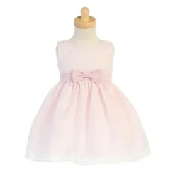 Shop All|Lito - Baby Girl Organza Dress With Burnout Squares, Light Pink - cutbabycare.com | baby boutique & care hub