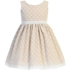 Shop All|Lito - Baby Girls Khaki Cotton Chambray Polka-Dot - cutbabycare.com | baby boutique & care hub