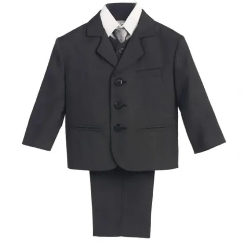 Shop All|Lito - Boy's 3 Button 5 Piece Dark Grey Suit With Shirt, Vest, And Tie - cutbabycare.com | baby boutique & care hub