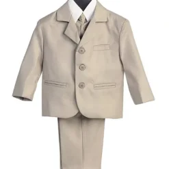 Shop All|Lito - Boy's 3 Button 5 Piece Khaki Suit With Shirt, Vest, And Tie - cutbabycare.com | baby boutique & care hub