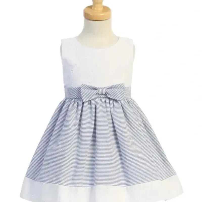 Shop All|Lito - Cotton Embroidered Eyelet Dress, Blue - cutbabycare.com | baby boutique & care hub