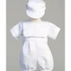 Shop All|Lito - Satin Romper With Embroidered 'Cross And Holy Spirit' On Bib Kenneth, White, 0/3M - cutbabycare.com | baby boutique & care hub