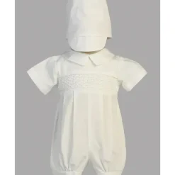 Shop All|Lito - Smocked Cotton Romper Set With Hat Jeremy, White - cutbabycare.com | baby boutique & care hub